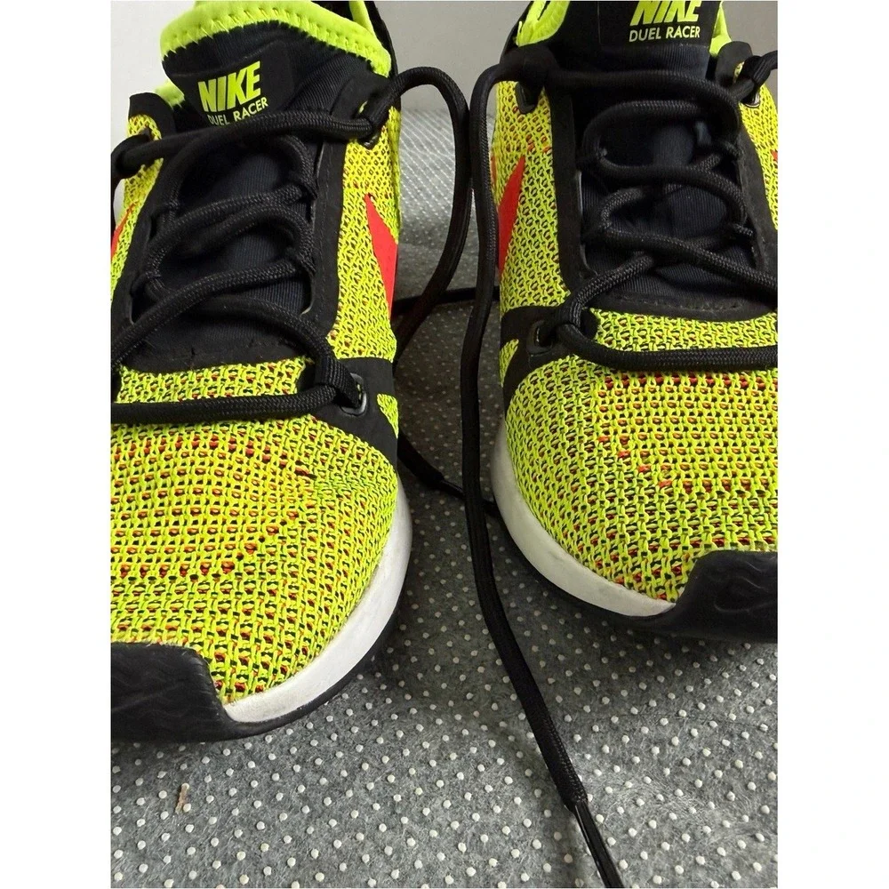 Nike Kids' DualRacer Running Shoes - Neon Yellow with Red Swoosh